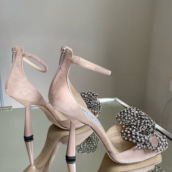 New JIMMY CHOO Mana 100mm Crystal-bow Sandals In Ballet Pink/crystal $2,450 - Picture 11 of 16